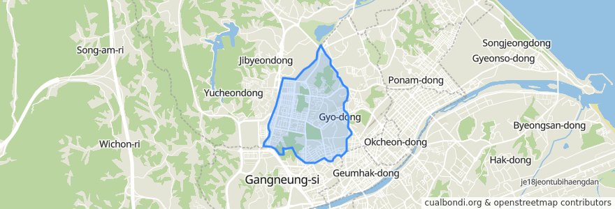 Mapa de ubicacion de 교1동.