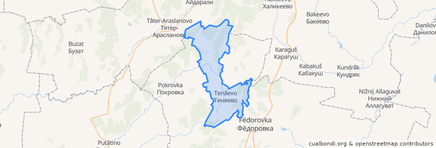 Mapa de ubicacion de Теняевский сельсовет.