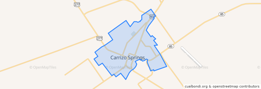Mapa de ubicacion de Carrizo Springs.