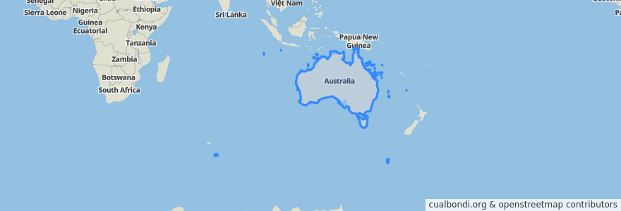 Mapa de ubicacion de Australie.