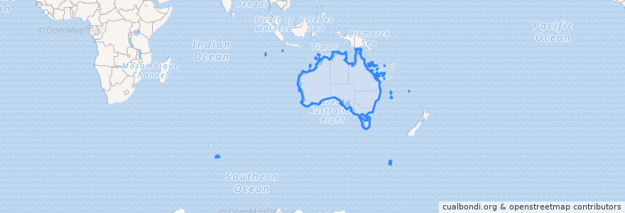 Mapa de ubicacion de Australia.