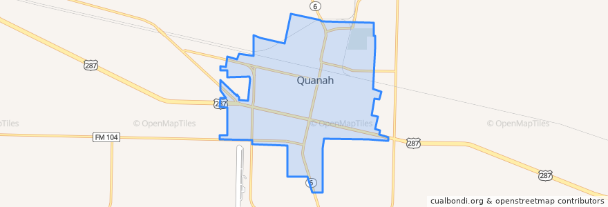 Mapa de ubicacion de Quanah.