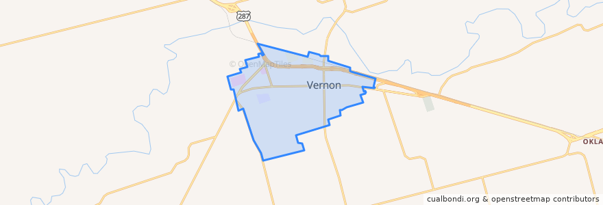 Mapa de ubicacion de Vernon.