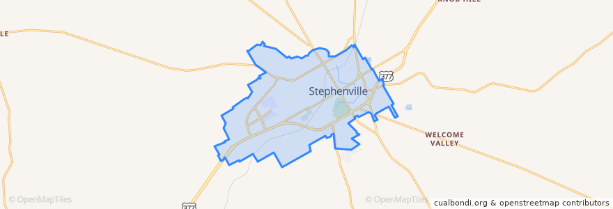 Mapa de ubicacion de Stephenville.