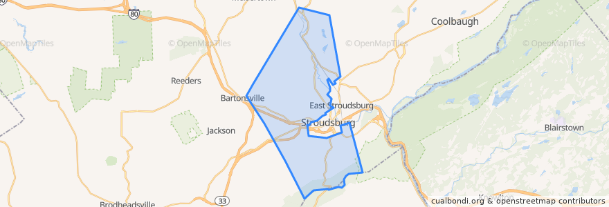 Mapa de ubicacion de Stroud Township.
