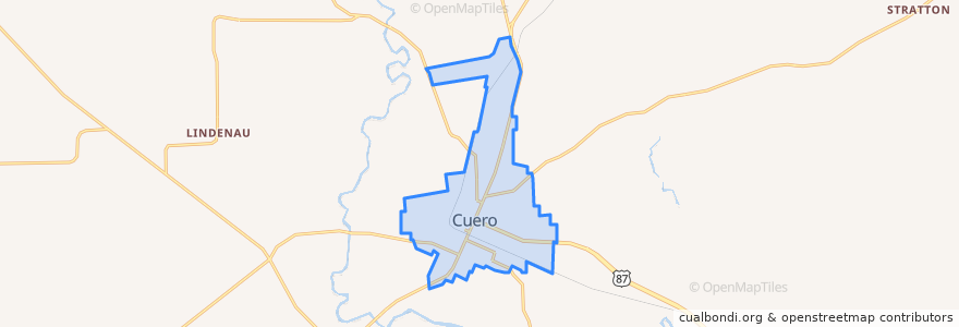 Mapa de ubicacion de Cuero.