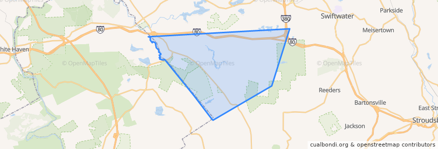 Mapa de ubicacion de Tunkhannock Township.