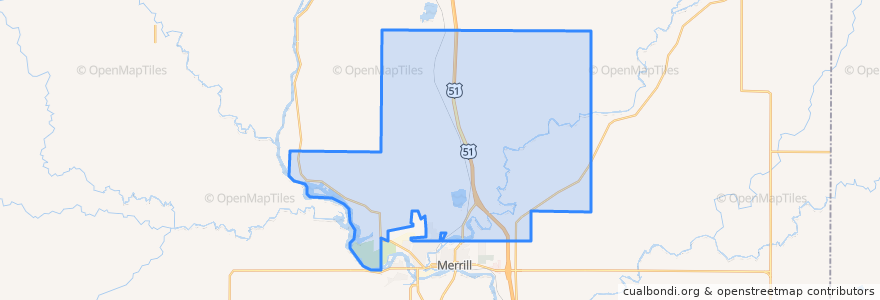 Mapa de ubicacion de Town of Merrill.