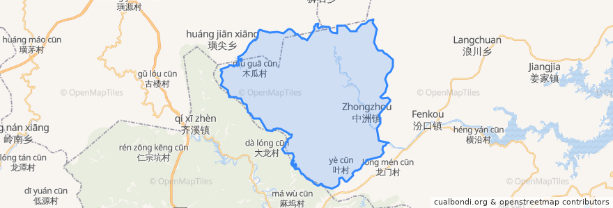 Mapa de ubicacion de 中洲镇.