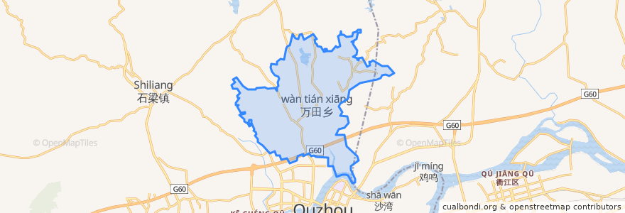 Mapa de ubicacion de 万田乡.