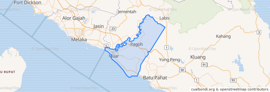 Mapa de ubicacion de Muar.