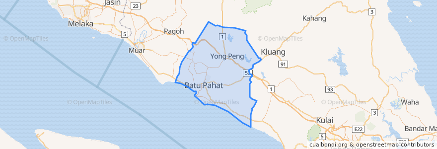 Mapa de ubicacion de Batu Pahat.