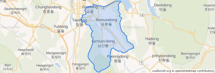 Mapa de ubicacion de 월성동.