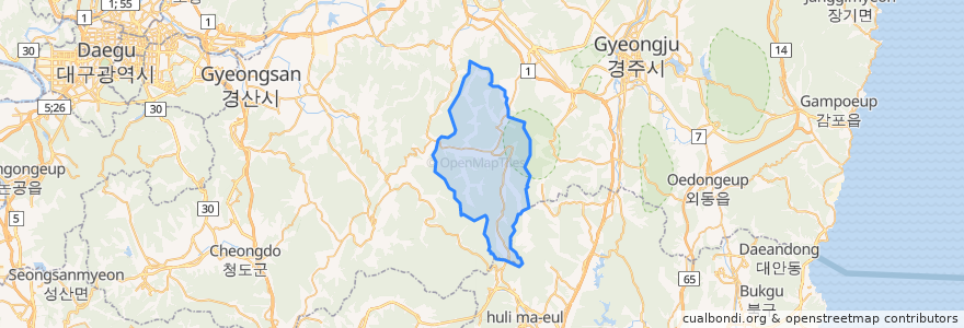 Mapa de ubicacion de 산내면.