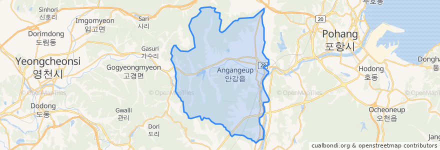 Mapa de ubicacion de 안강읍.