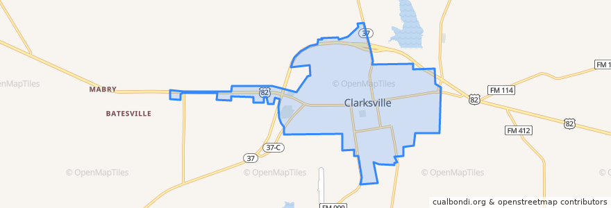 Mapa de ubicacion de Clarksville.