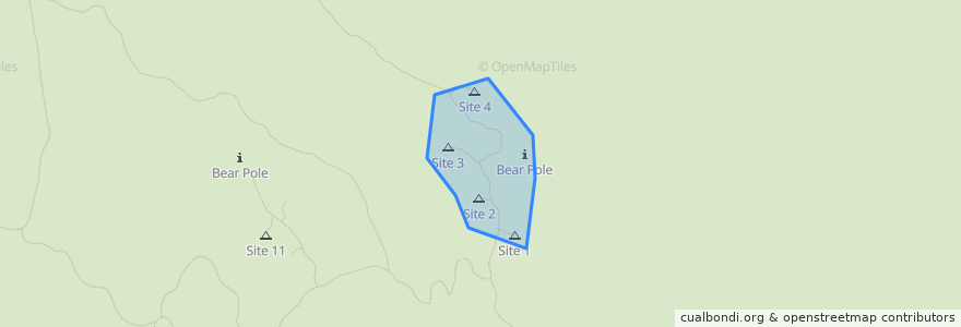 Mapa de ubicacion de Greenfield Meadow Backcountry Campground.