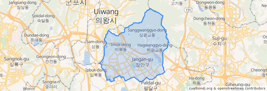 Mapa de ubicacion de 장안구.