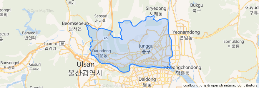 Mapa de ubicacion de 중구.