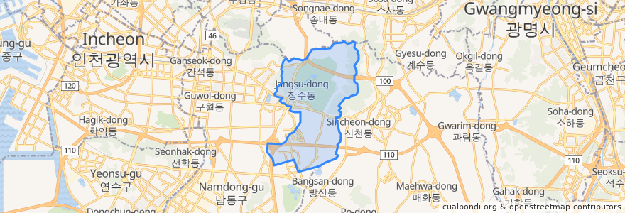 Mapa de ubicacion de 장수서창동.