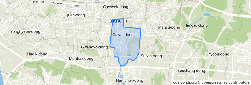 Mapa de ubicacion de 구월1동.