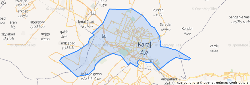 Mapa de ubicacion de کرج.