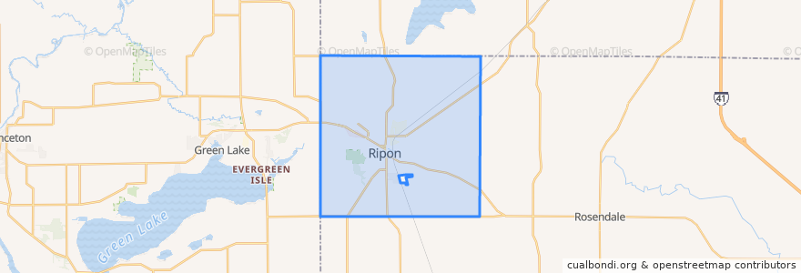 Mapa de ubicacion de Town of Ripon.