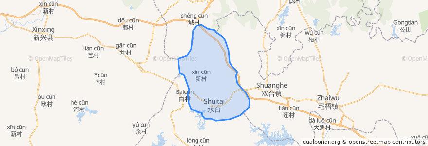 Mapa de ubicacion de Shuitai Town.