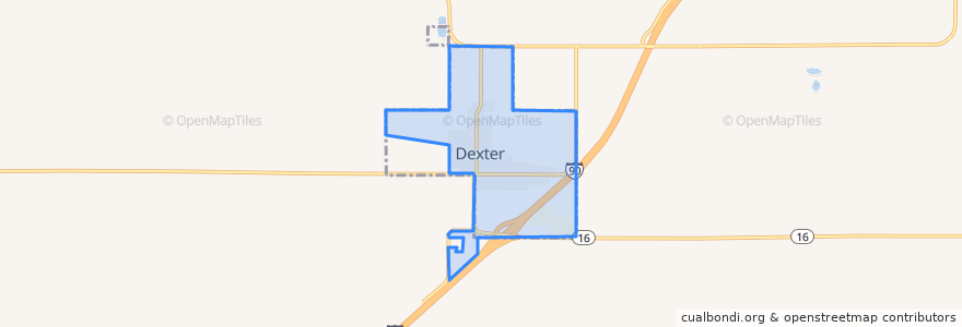 Mapa de ubicacion de Dexter.