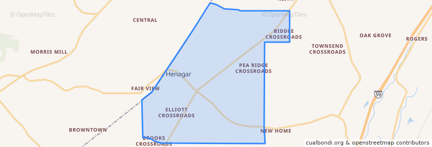 Mapa de ubicacion de Henagar.