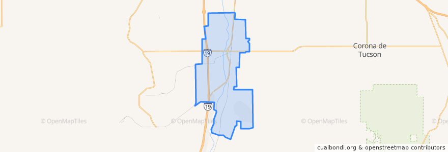 Mapa de ubicacion de Sahuarita.