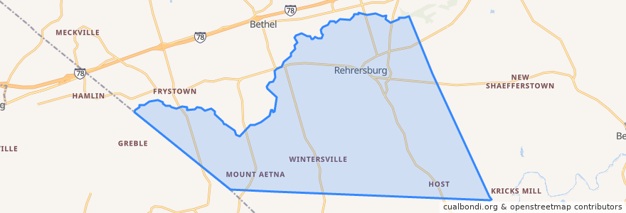Mapa de ubicacion de Tulpehocken Township.