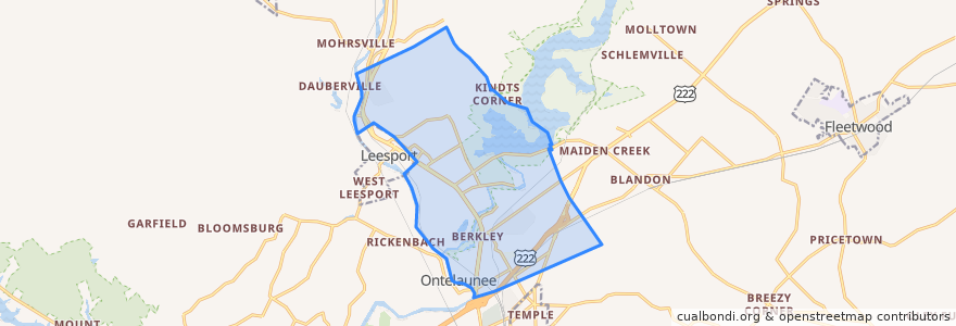 Mapa de ubicacion de Ontelaunee Township.