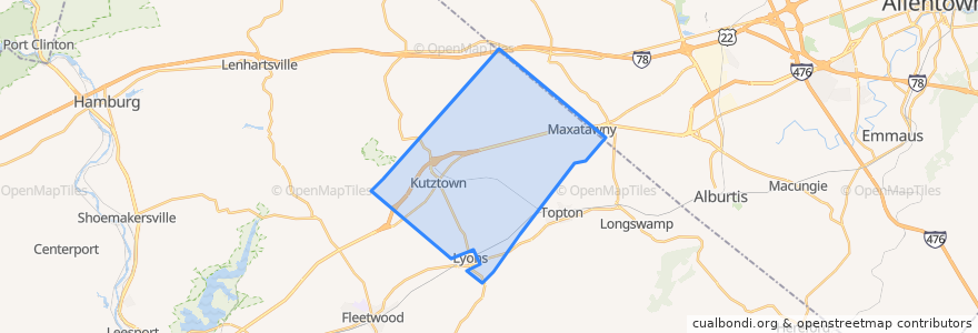 Mapa de ubicacion de Maxatawny Township.