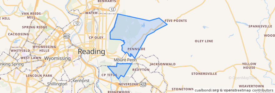 Mapa de ubicacion de Lower Alsace Township.