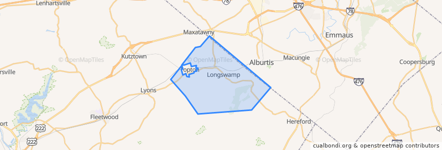 Mapa de ubicacion de Longswamp Township.