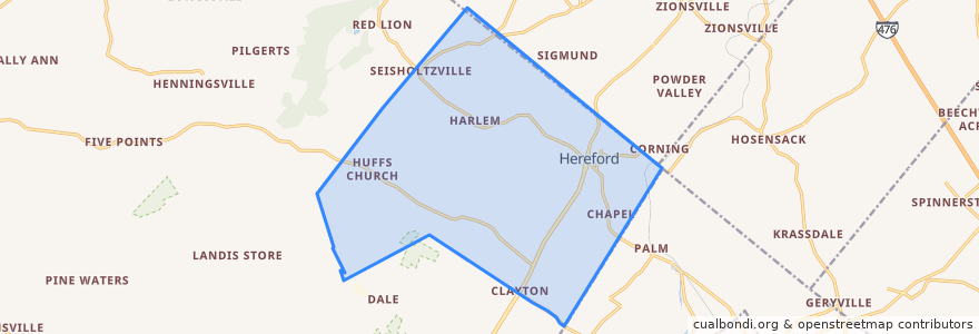 Mapa de ubicacion de Hereford Township.