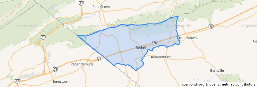 Mapa de ubicacion de Bethel Township.