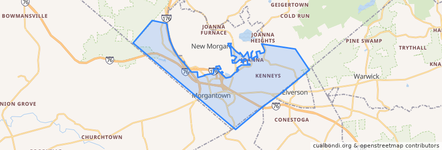 Mapa de ubicacion de Caernarvon Township.