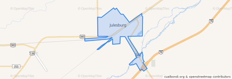 Mapa de ubicacion de Julesburg.