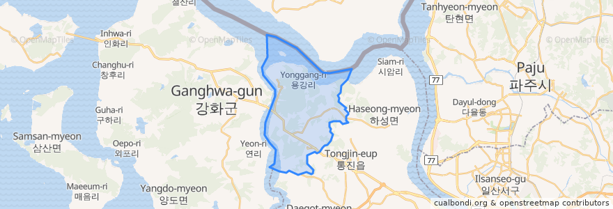 Mapa de ubicacion de 월곶면.