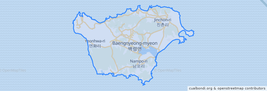 Mapa de ubicacion de 백령면.