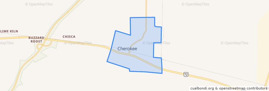 Mapa de ubicacion de Cherokee.