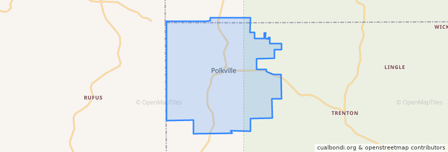 Mapa de ubicacion de Polkville.