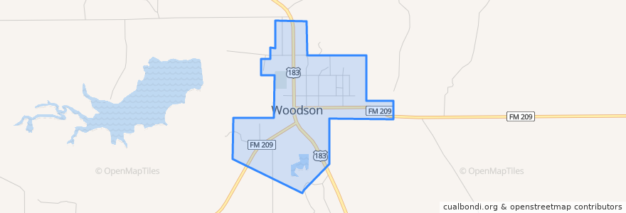 Mapa de ubicacion de Woodson.