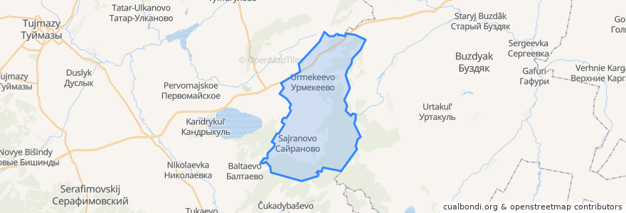 Mapa de ubicacion de Сайрановский сельсовет.