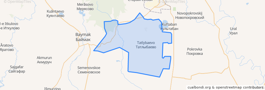 Mapa de ubicacion de Татлыбаевский сельсовет.