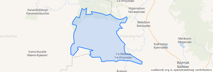 Mapa de ubicacion de 1-й Иткуловский сельсовет.