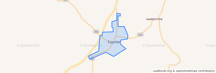 Mapa de ubicacion de Fayette.