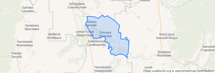 Mapa de ubicacion de Юнусовский сельсовет.